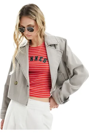 ASOS Cropped washed trench coat in stone