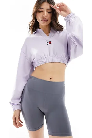 Tommy Hilfiger Cropped draped badge polo in lilac