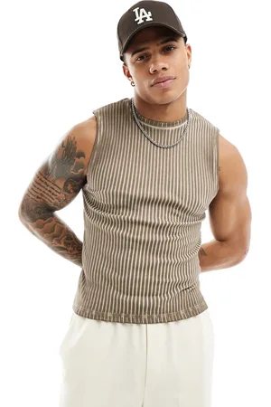 ASOS Muscle tank vest in oil rib wash