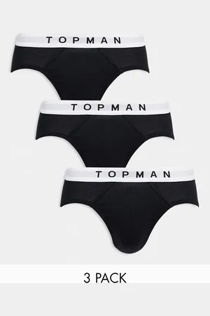 Topman 3 pack briefs in black with white waistbands
