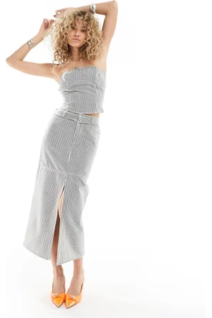 Emory Park Maxi denim skirt in stripe co-ord