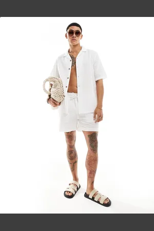 ASOS Co-ord 90s oversized short sleeve shirt in seersucker texture in