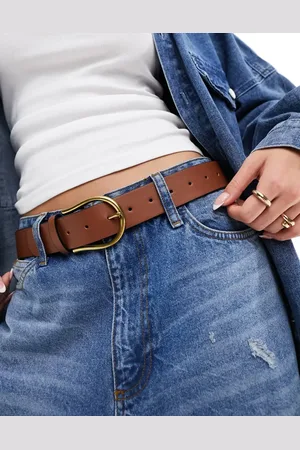 ASOS Waist and hip half moon jeans belt in tan