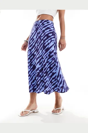 MANGO Satin printed midi skirt in