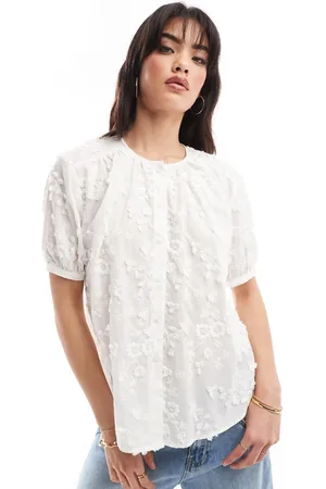 & OTHER STORIES Floral embroidered short sleeve blouse in
