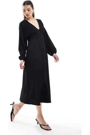 ASOS Textured balloon sleeve midi dress in