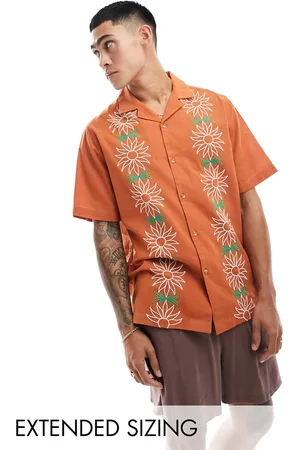 ASOS Relaxed revere shirt with floral applique in