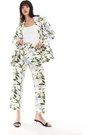 ASOS Tailored belted trouser with linen in floral print