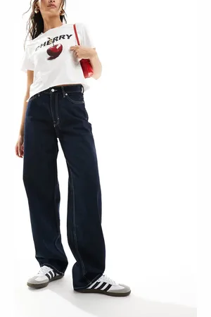 Weekday Rail mid waist baggy fit jeans in rinse