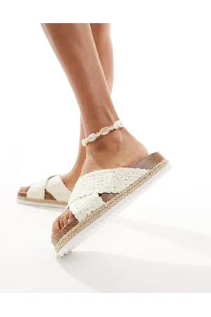 ASOS Jessie flatform cross strap espadrille sandals in off- crochet