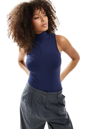 ASOS Seamless sculpting half zip sleeveless bodysuit in