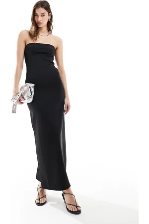 Weekday Tania scuba bandeau tube maxi dress in