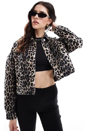 ASOS Western denim jacket in leopard print