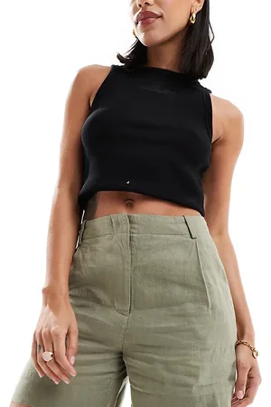 & OTHER STORIES Co-ord linen high waist shorts in khaki exclusive to ASOS