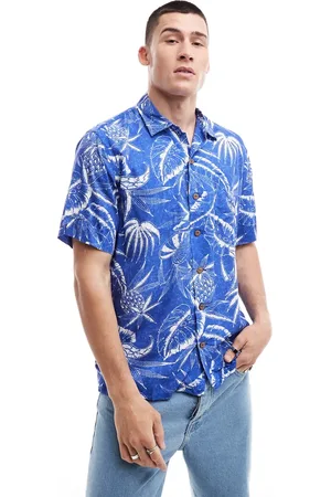 Ralph Lauren Short sleeve revere collar ocean breeze floral print rayon shirt classic oversized fit in mid