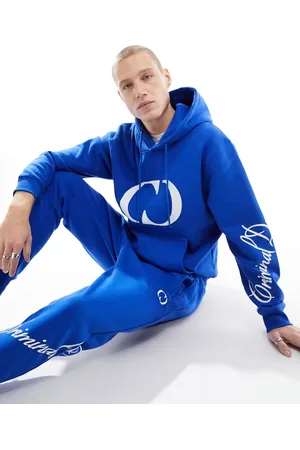 Criminal Damage Hoodie with large cd logo in cobalt