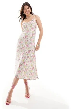 & OTHER STORIES Strappy midi dress with ruched v neckline in floral print