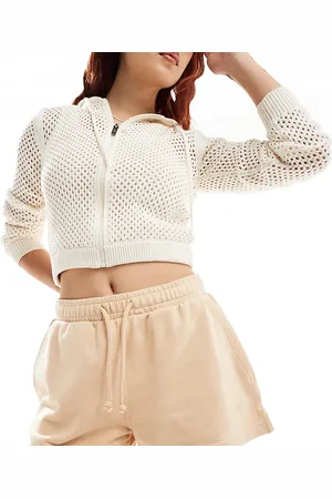Weekday Essence jersey shorts in beige exclusive to ASOS