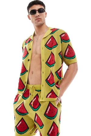 ASOS Co-ord knitted button through polo in watermelon design