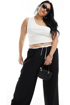 Extro & Vert Plus Drawstring tailored trousers in black and white