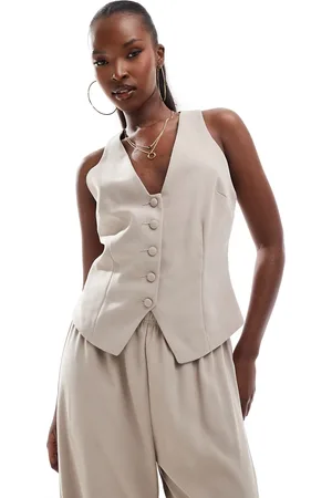 River Island Buttoned front waistcoat in beige
