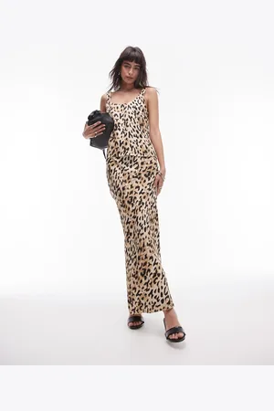 Topshop Co-ord satin bias maxi skirt in leopard