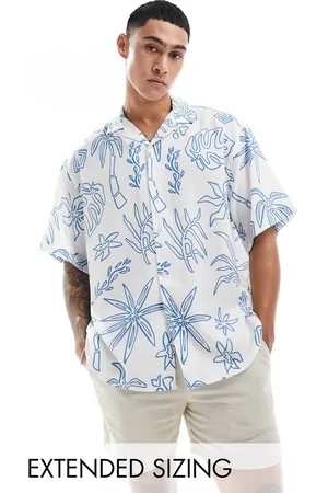 ASOS Oversized revere shirt in line drawn print