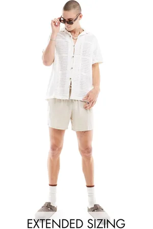 ASOS Short sleeve relaxed revere crochet shirt in ecru