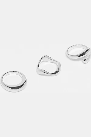 ASOS Pack of 3 rings with mixed minimal designs in tone