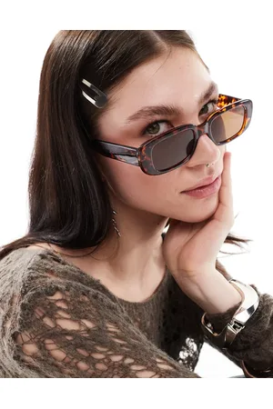 Monki Small rectangle sunglasses in tortoise