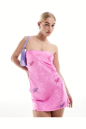SNDYS Satin embroidered floral mini dress in