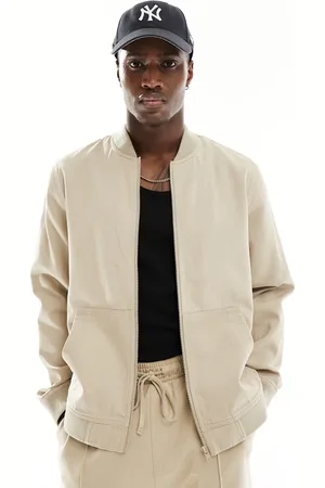 ASOS Washed bomber jacket in beige