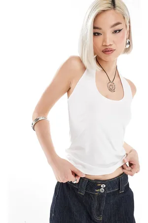 Weekday Astrid jersey halter neck top in
