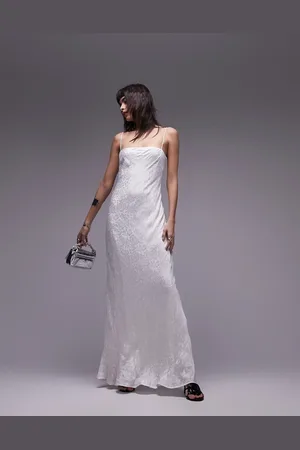 Topshop Jacquard maxi slip dress in