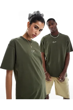 Nike Oversized centre swoosh t-shirt in dark green