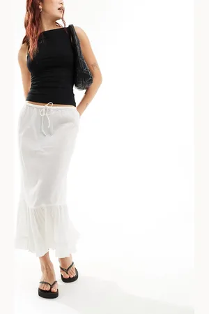 Weekday Pixi tiered semi sheer midaxi skirt in