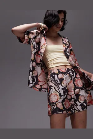 Topshop Co-ord crinkle resort print short in
