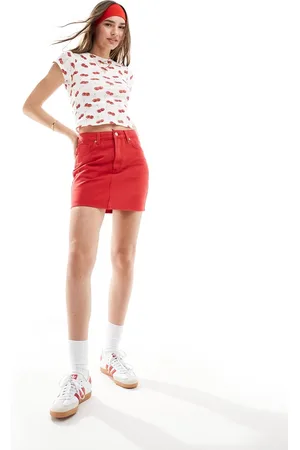 ASOS Denim high waist mini skirt in