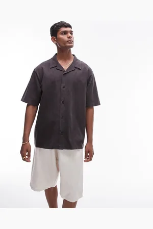 Topman Oversized fit button through jersey polo in washed