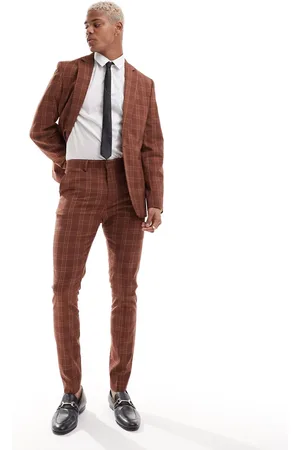 ASOS Super skinny suit trouser in stone tonal check