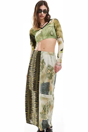 Reclaimed Revived x Glass Onion maxi skirt in mixed prints