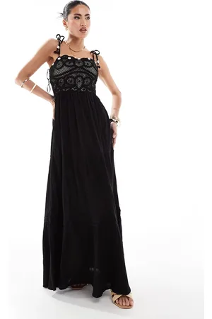 River Island Crochet top tiered maxi dress in
