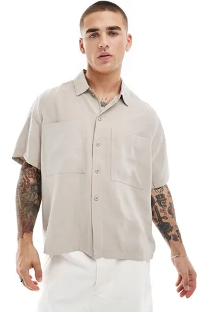 Bershka Premium pocket shirt in stone