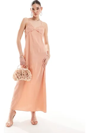 Pretty Lavish Textured maxi dress in terracotta