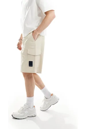 Armani Exchange Label logo cargo shorts in beige