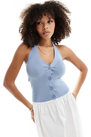 Pimkie Knitted halterneck button through top in