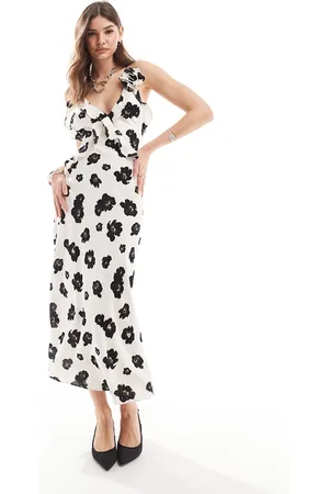 Bardot Backless satin maxi dress in mono floral