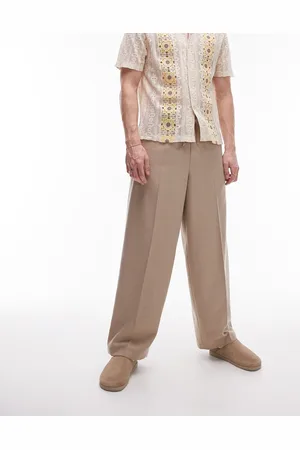 Topman Wide leg textured trouser in stone