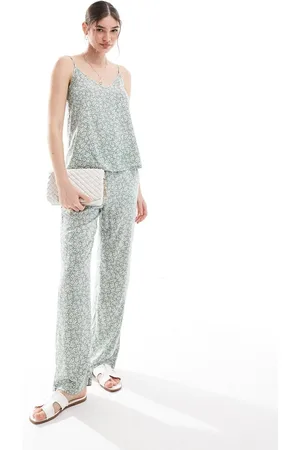 VERO MODA Wide leg trouser co-ord in sage floral