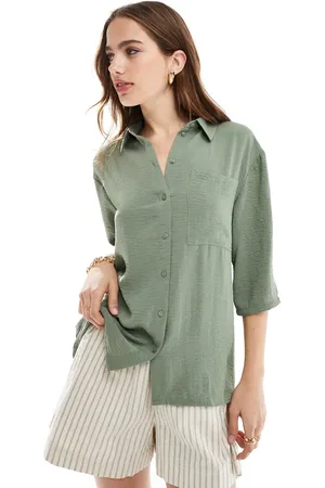 JDY 3/4 sleeve shirt in khaki